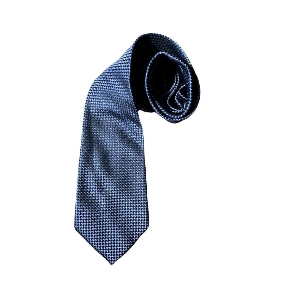 Donald J. Trump Mens Necktie Blue Geometric Woven Hand Made Signature Collection - Picture 9 of 9